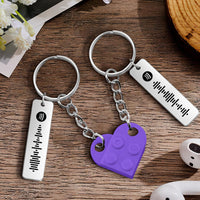 Personalized Spotify Code Matching Couples Love Heart Bricks Keychain for Couples