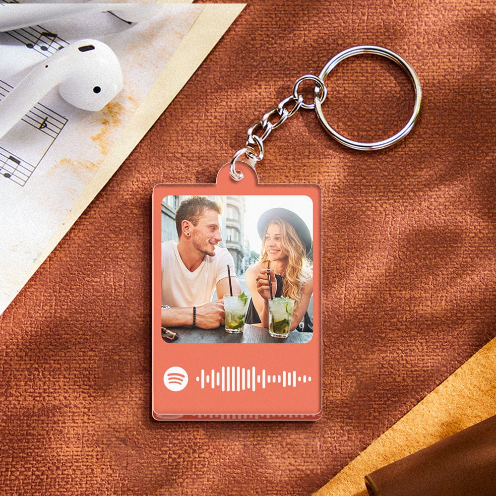 Personalized Scannable Spotify Code Keychain Custom Photo Colorful Keychain Birthday Anniversary Gift