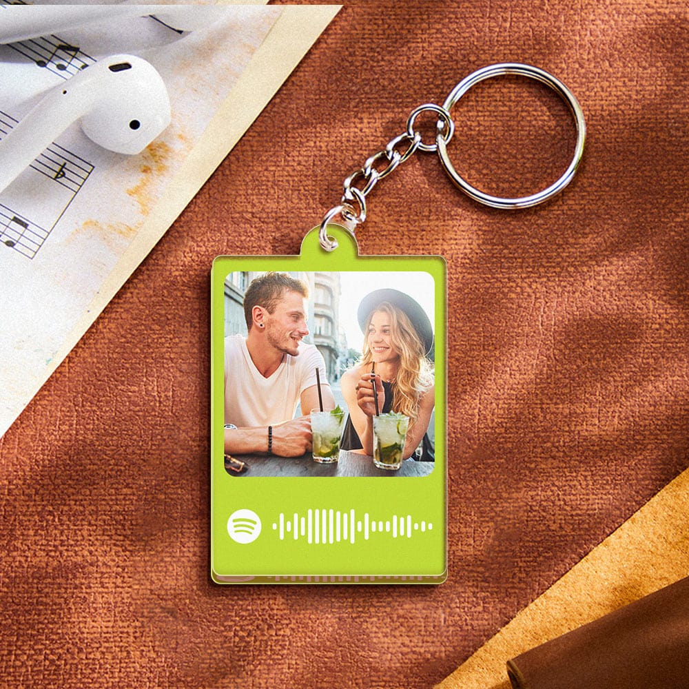 Personalized Scannable Spotify Code Keychain Custom Photo Colorful Keychain Birthday Anniversary Gift