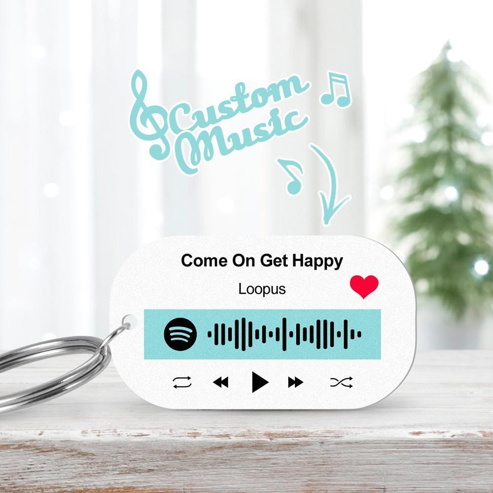 Custom Music Keychain Engraved Spotify Keychain With Name Gifts for Family