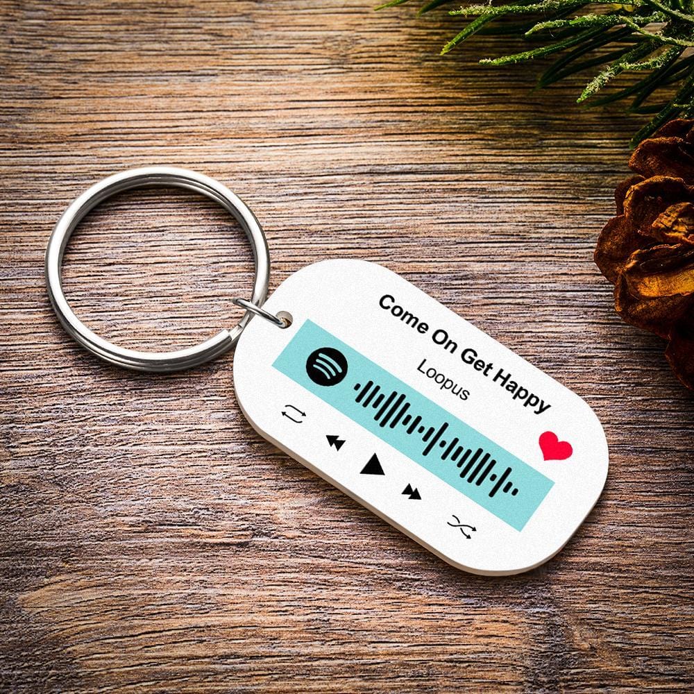 Custom Music Keychain Engraved Spotify Keychain With Name Gifts for Family