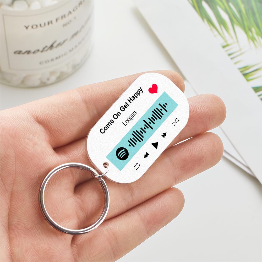 Custom Music Keychain Engraved Spotify Keychain With Name Gifts for Family