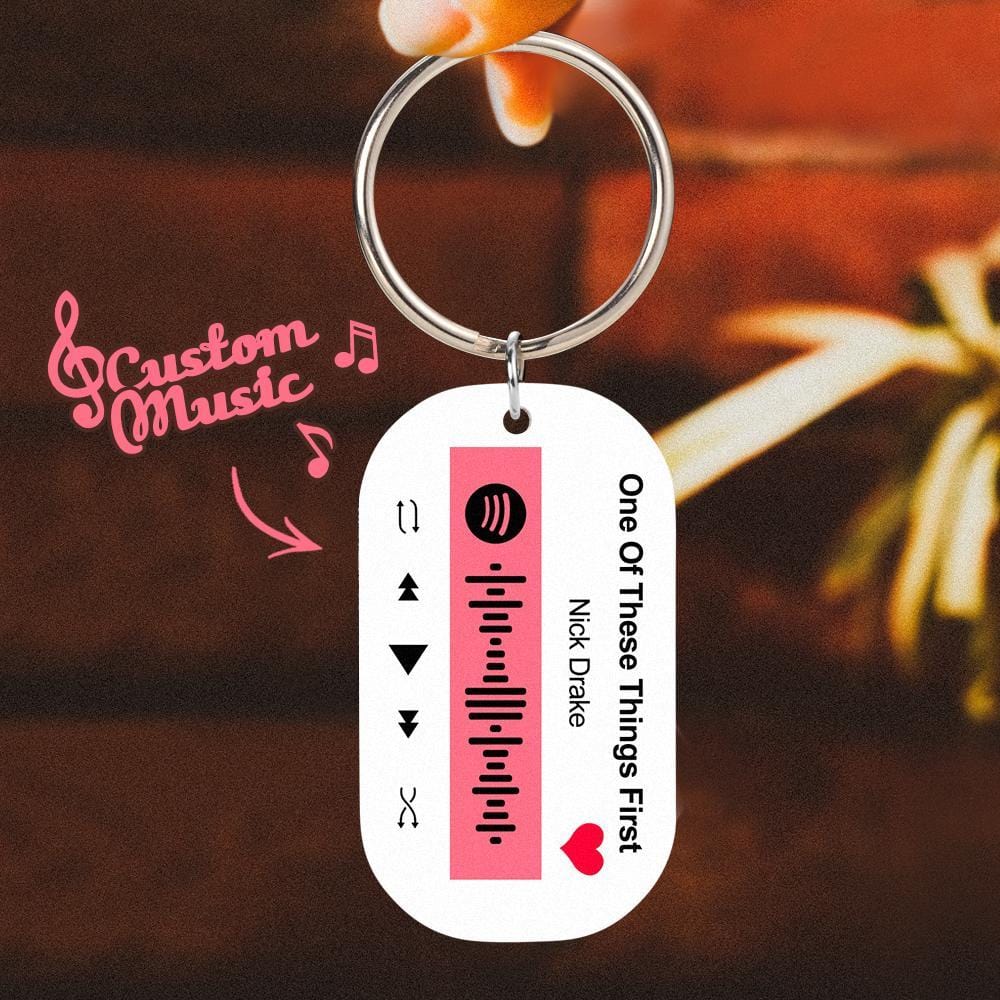 Custom Music Keychain Engraved Spotify Keychain With Name Gifts for Family