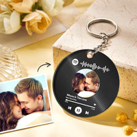 Custom Photo and Date Keychains Scannable Spotify Code Acrylic Anniversary Key Chain Gifts for Couple