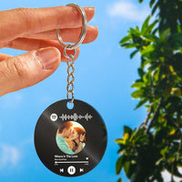 Custom Photo and Date Keychains Scannable Spotify Code Acrylic Anniversary Key Chain Gifts for Couple