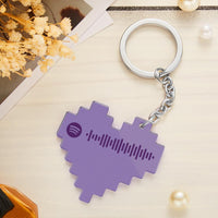 Spotify Scan Code Keychain Gifts for Couple Maple Leaf Purple Heart Valentines Day Gifts