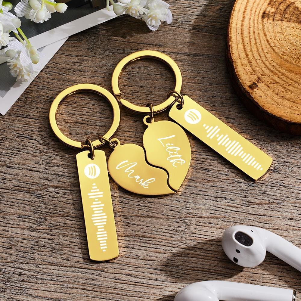 Valentines Day Keychain Personalized Spotify Keychain Heart Shape Keychain-3 Color