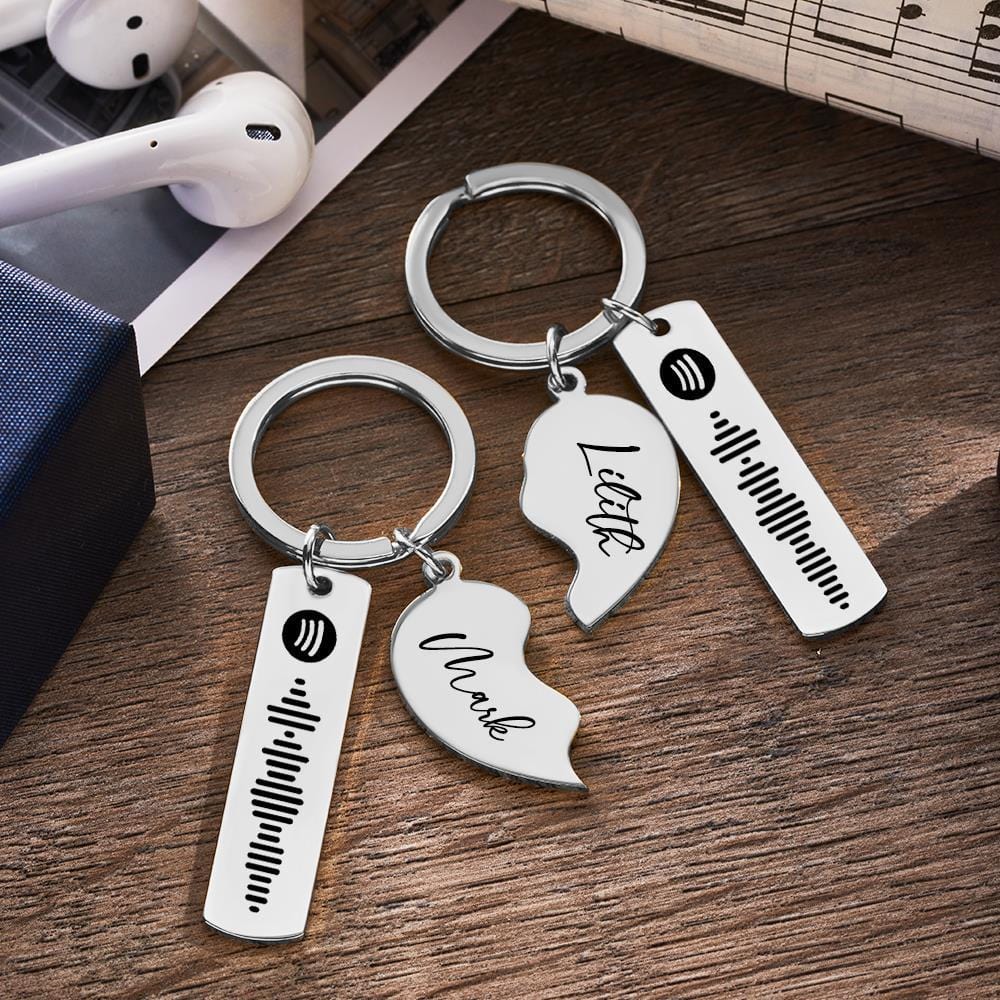 Scannable Keychain Custom Spotify Code Personalized Name Keyring 2pcs a Set For Valentine's Day Gift