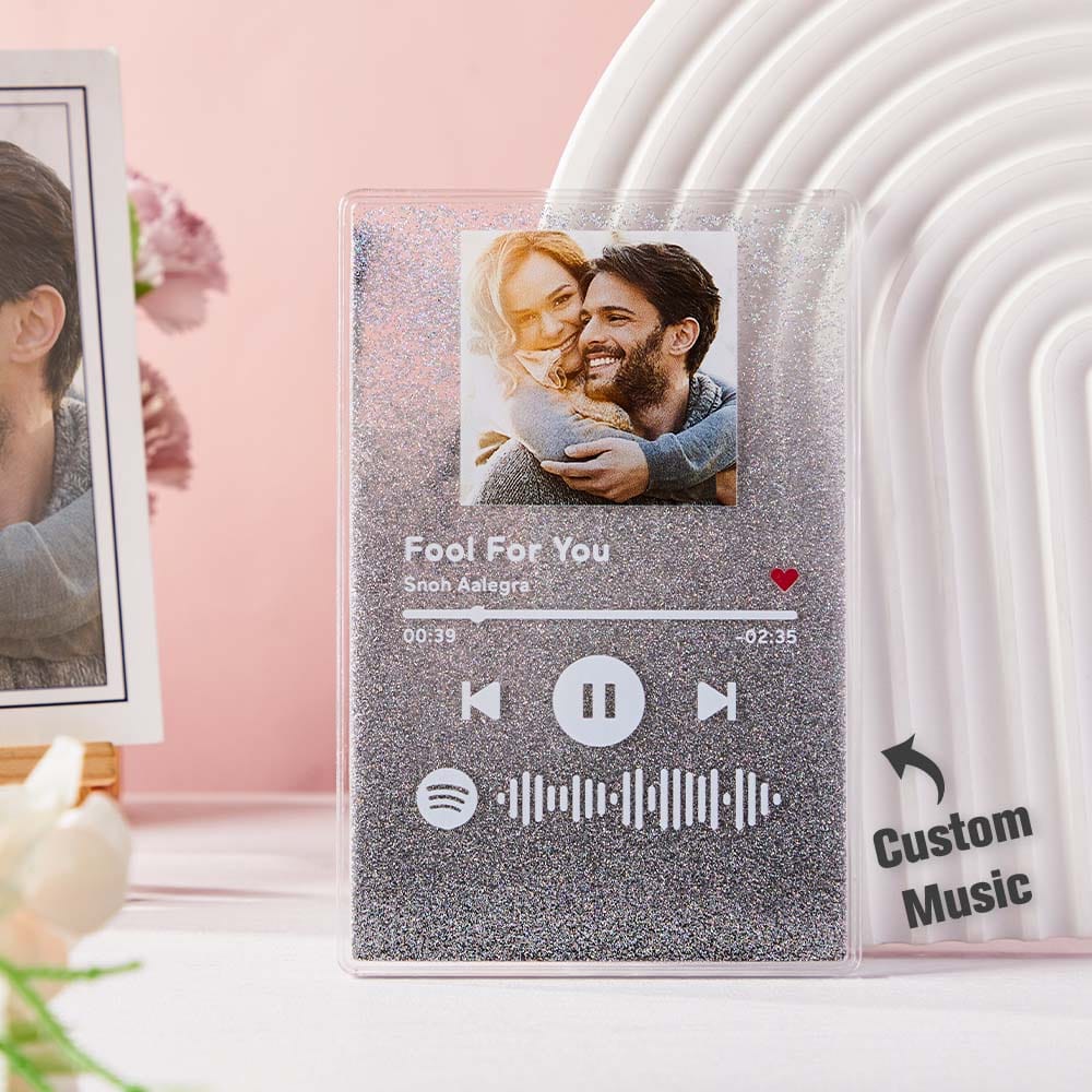 Scannable Spotify Code Quicksand Plaque Keychain Lamp Music and Photo Acrylic Gifts for Her