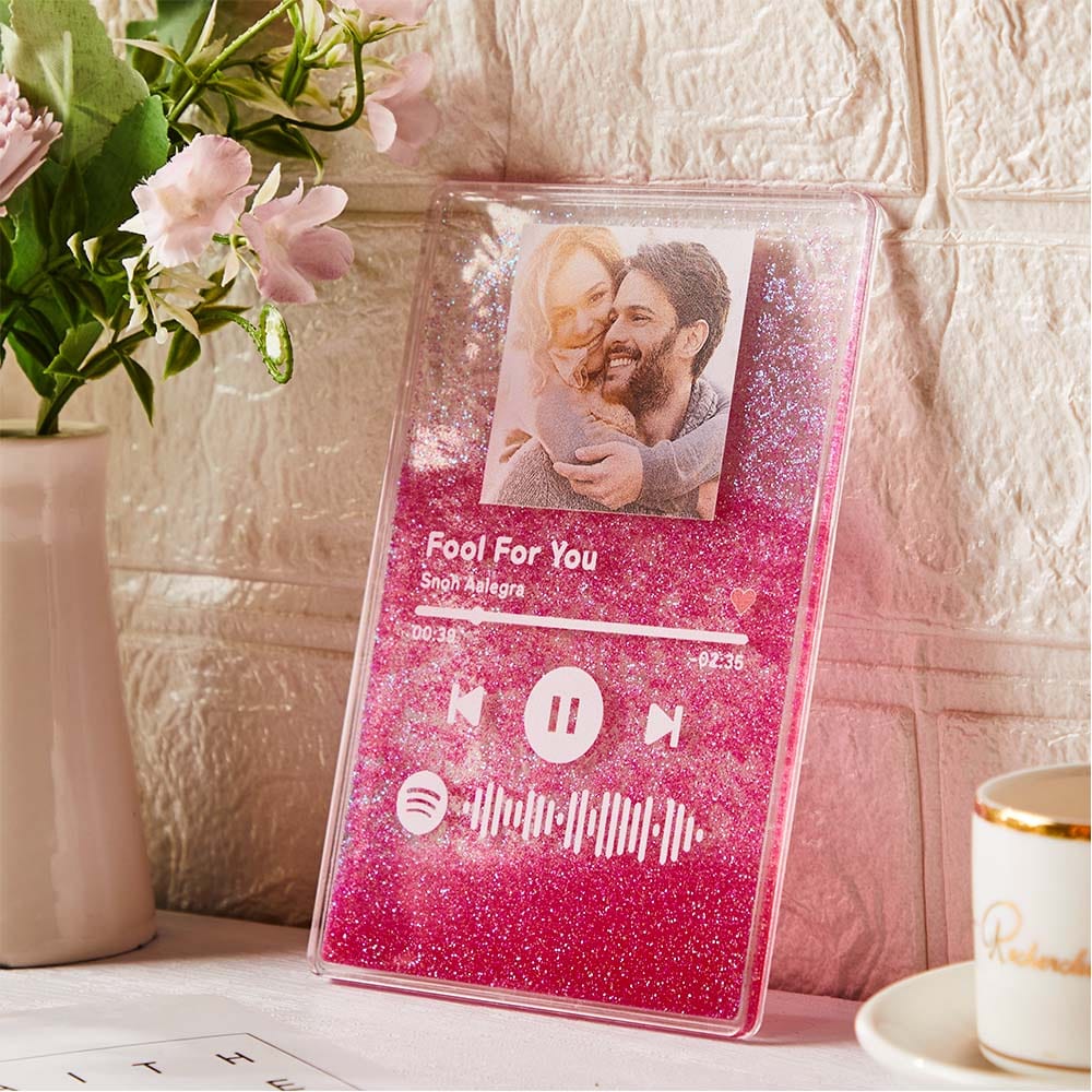 Scannable Spotify Code Quicksand Plaque Keychain Lamp Music and Photo Acrylic Gifts for Her