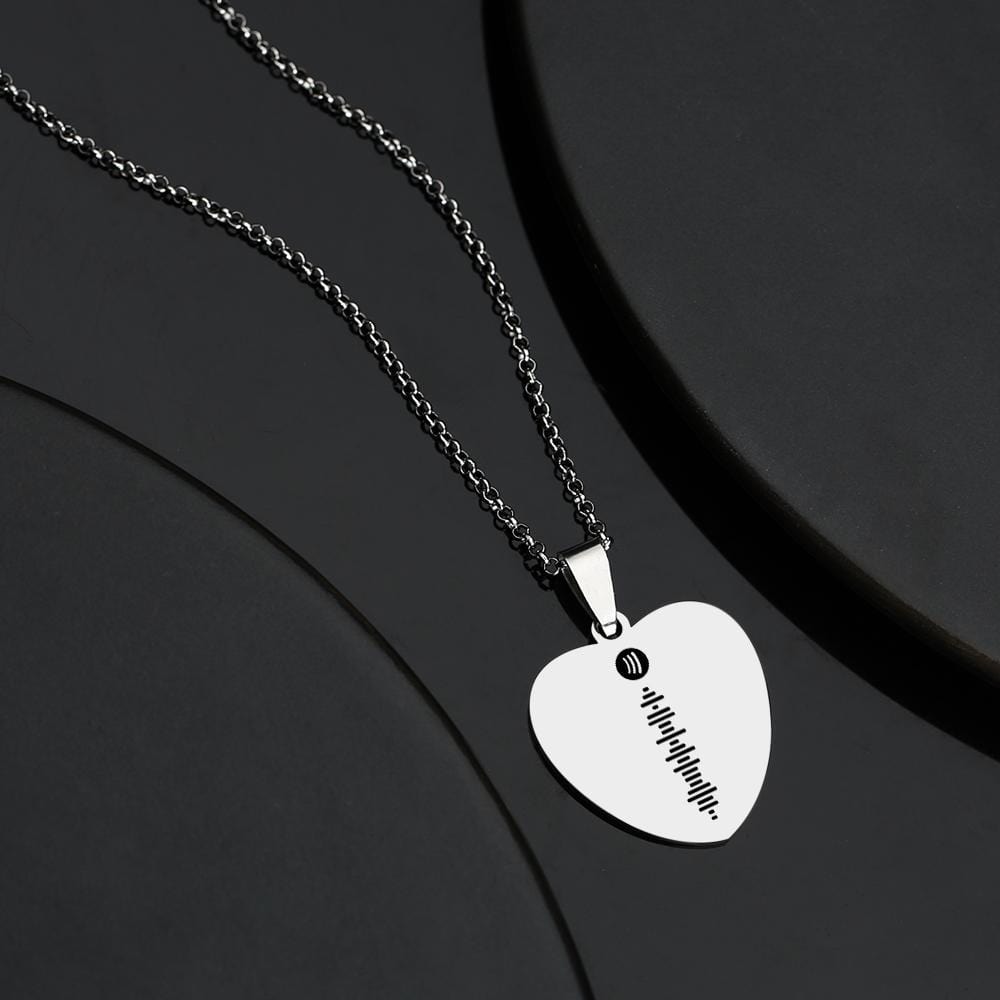 Spotify Necklace Custom Music Code Heart Photo Necklace Valentines Day Gift