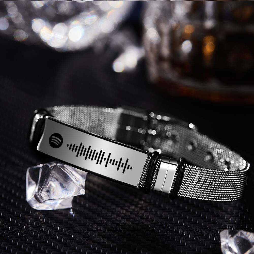 Scannable Spotify Code Bracelet Men's Bracelet Custom Music Song Bracelet Stainless Steel Gifts for Him