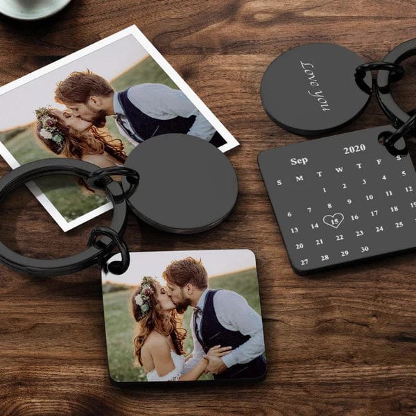 Custom Photo Calendar Spotify Keychain Personalized Stainless Steel Keychain Gift for Lover