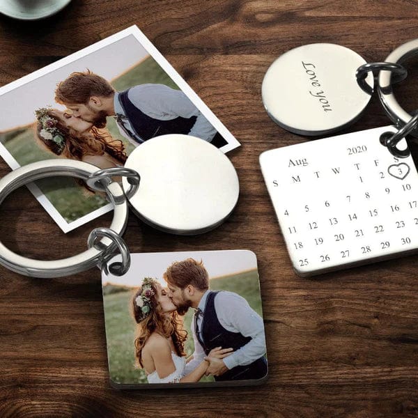 Custom Photo Calendar Spotify Keychain Personalized Stainless Steel Keychain Gift for Lover