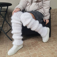 Knitted Over The Knee Socks Women Winter Leg Warmers Long Tube Pile Socks