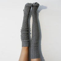 Women Winter Leg Warmers Solid Color Stockings Knitted Over The Knee Pile Socks