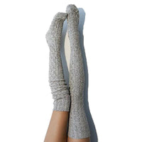 Women Winter Leg Warmers Solid Color Stockings Knitted Over The Knee Pile Socks