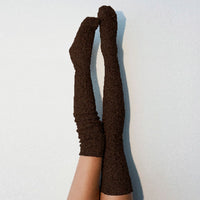 Women Winter Leg Warmers Solid Color Stockings Knitted Over The Knee Pile Socks