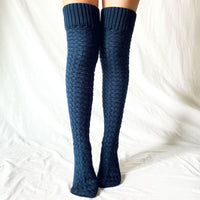 Women Winter Leg Warmers Solid Color Long Tube Over The Knee Pile Socks Knitted High Socks