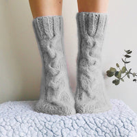 Women Winter Warm Mohair Socks Knitted Calf Socks Home Wool Socks