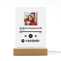 Spotify Album Cover Glass Personalized Night Light Anniversary Gifts For Couple