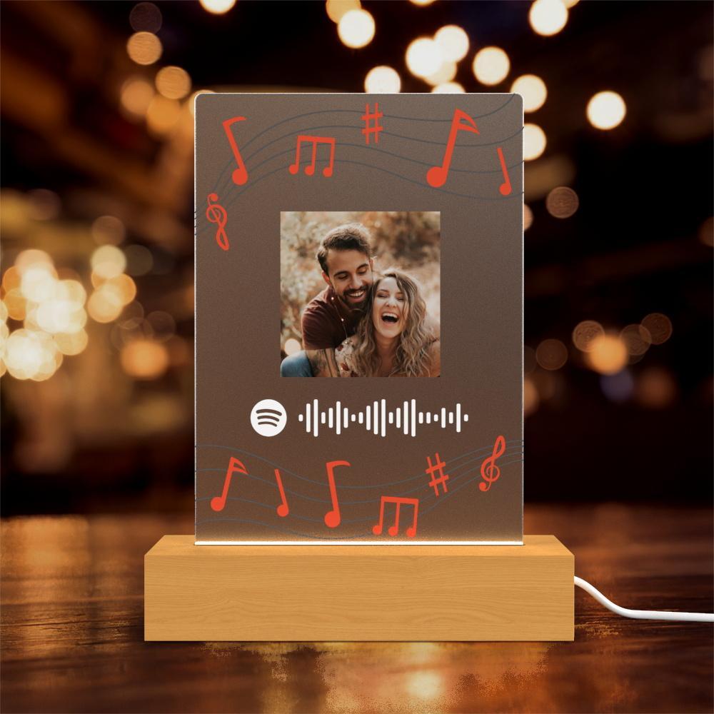 Spotify Glass Night Light Spotify Song Personalized Lamp Digital Prints Gifts for Her Valentines Day Gifts