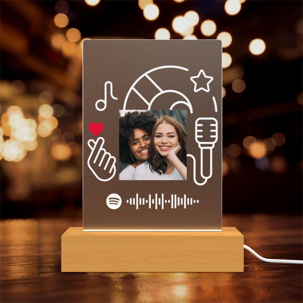 Spotify Glass Night Light Spotify Song Personalized Lamp Digital Prints Gifts for Her Valentines Day Gifts