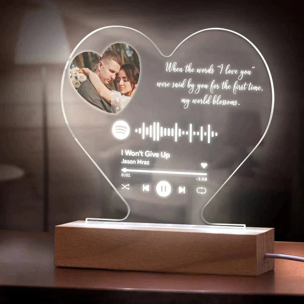 Custom Heart Spotify Night Light Valentine's Day Gifts for Him