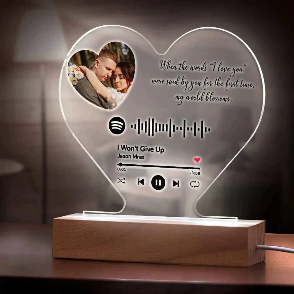 Custom Heart Spotify Night Light Valentine's Day Gifts for Him