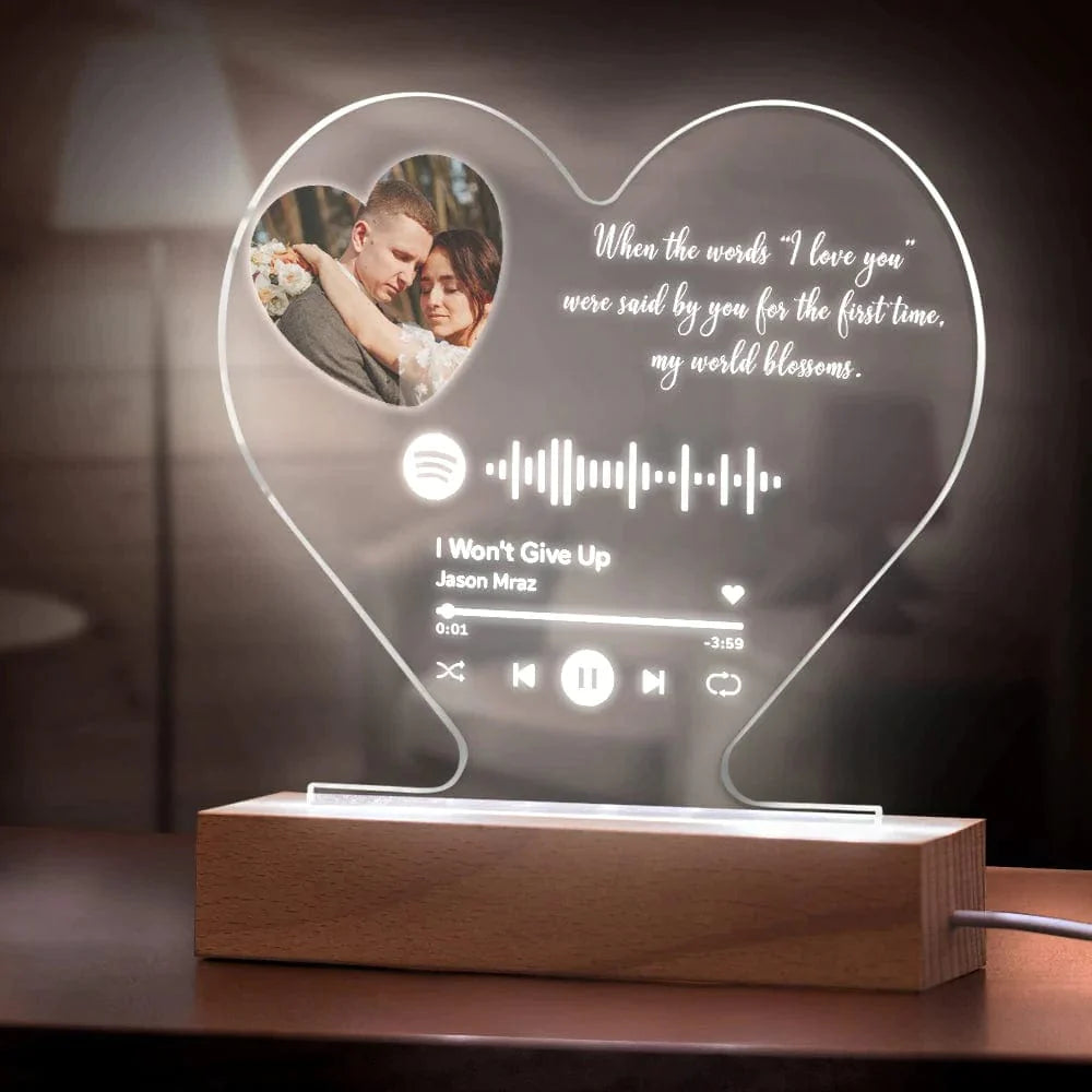 Song Plaque Long Distance Valentine's Day Gifts Custom Heart-Shaped Spotify Night Light