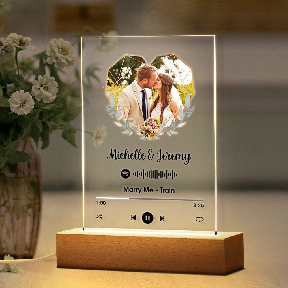 Wedding Gift Custom Spotify Code Plaque Spotify Keychain and Night Light Gift For Couple