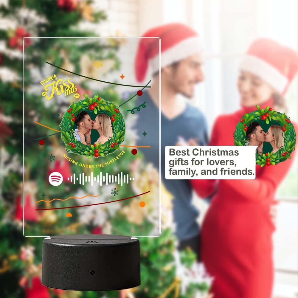 Custom Spotify Art Night Light with Scannable Music Night Light Christmas Gift Kissing Under the Mistletoe Lamp