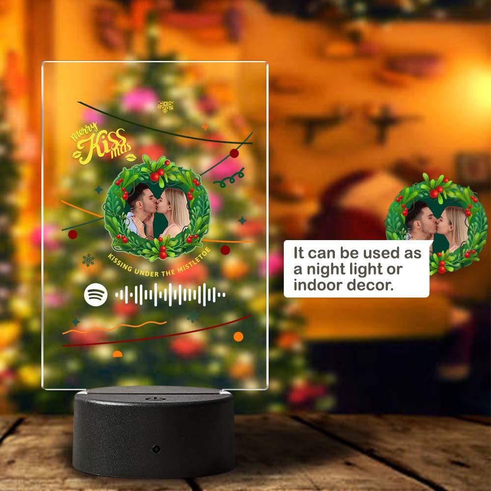 Custom Spotify Art Night Light with Scannable Music Night Light Christmas Gift Kissing Under the Mistletoe Lamp