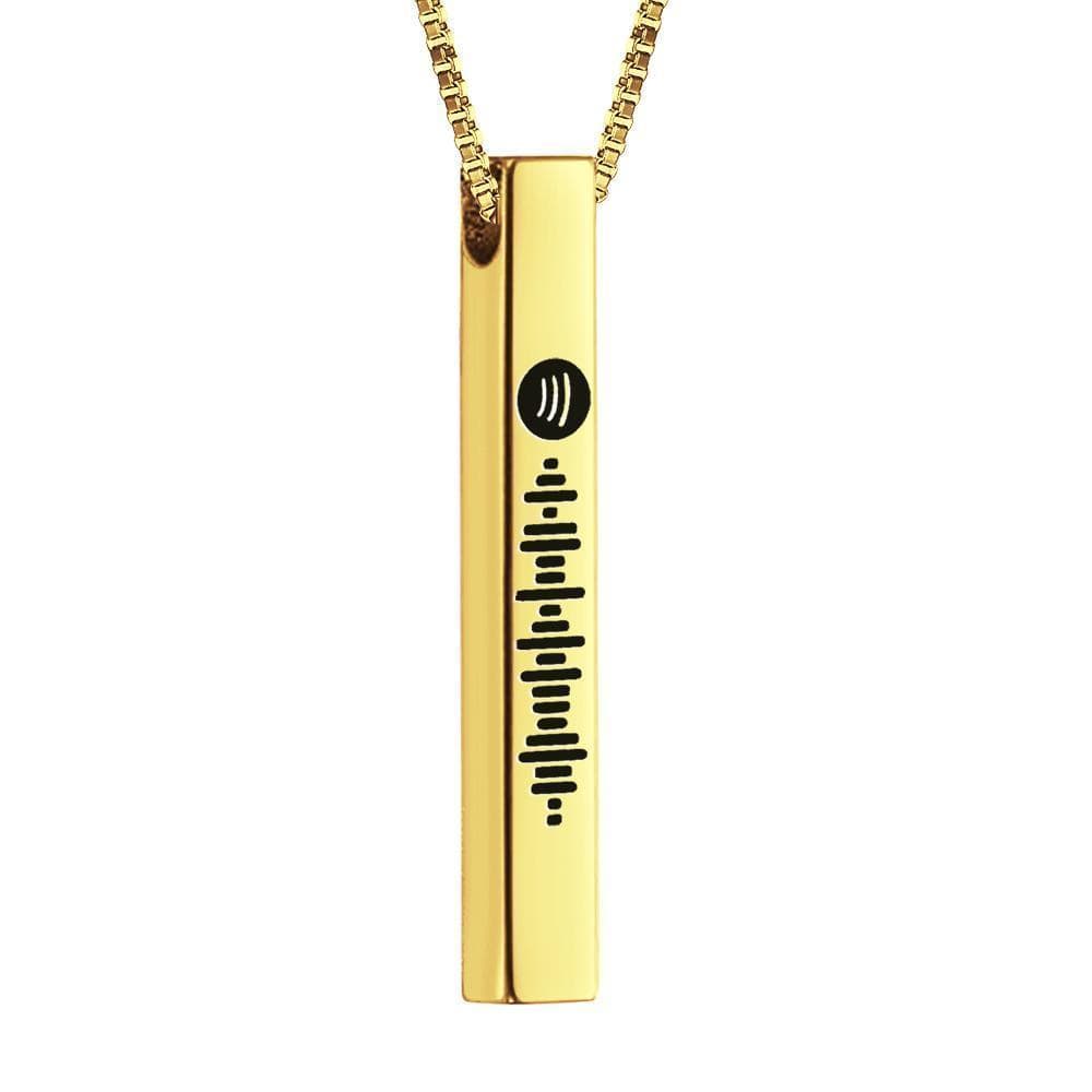 Spotify Necklace Personalized Song Code Necklace Custom 3D Engraved Vertical Bar Necklace