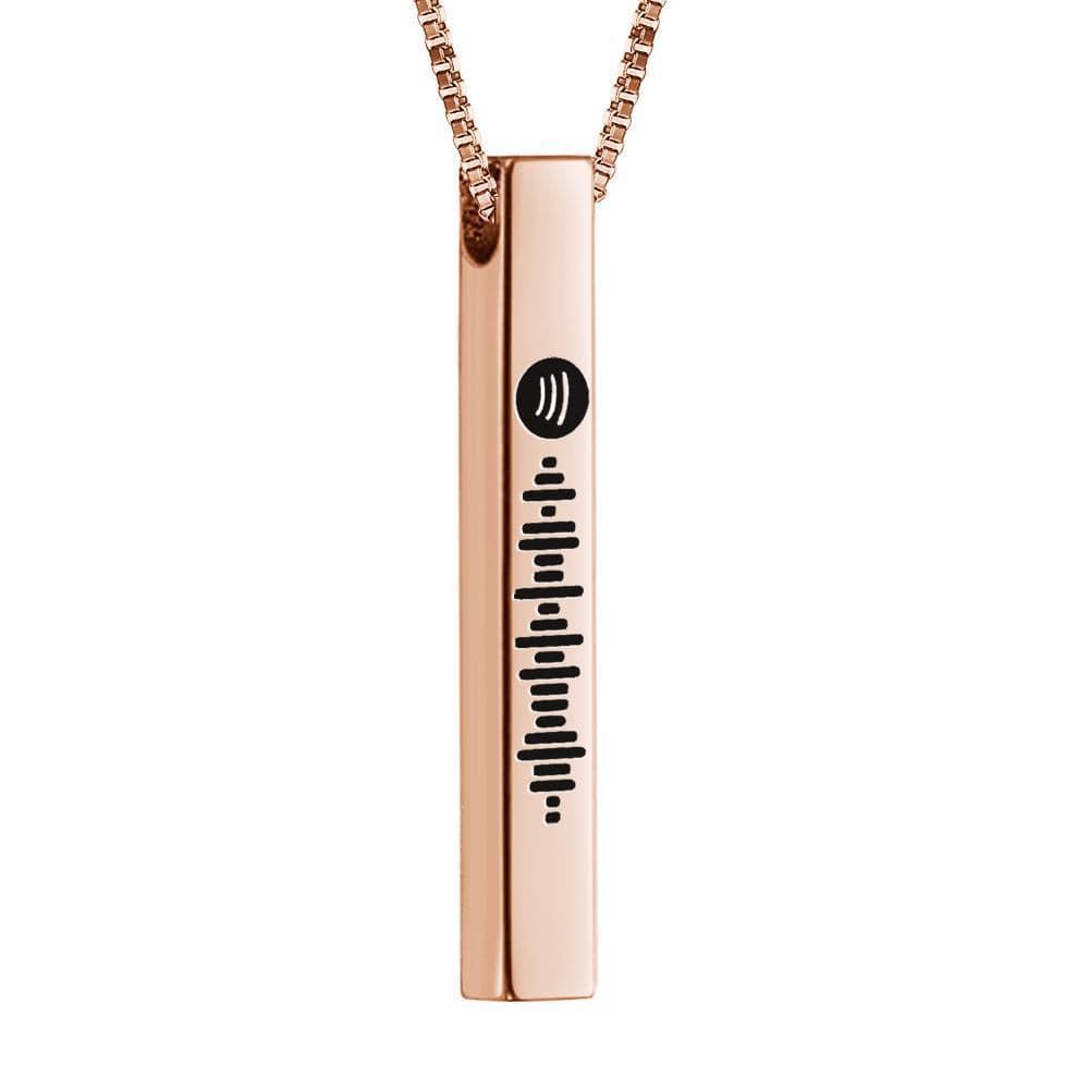 Spotify Necklace Custom Music Code Music Necklace 3D Engraved Bar Necklace