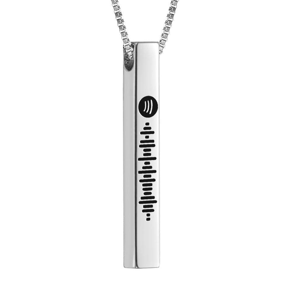 Spotify Necklace Scannable Song Code Necklace 3D Engraved Vertical Bar Necklace Gifts for Her