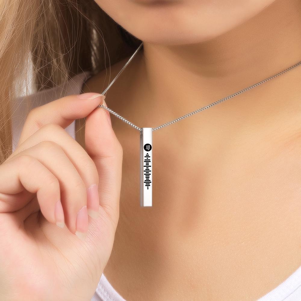 Spotify Necklace Custom Music Code Music Necklace 3D Engraved Bar Necklace