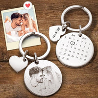 Custom Photo Calendar Spotify Keychain Personalized Stainless Steel Keychain Gift for Lover