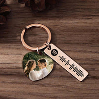 Personalized Spotify Keychain Custom Picture & Music Song Code Heart Couples Photo Keyring Gifts for Boyfriend