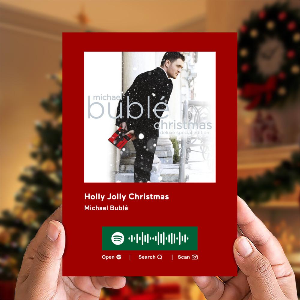 Holly Jolly Christmas Spotify Code Music Greeting Card