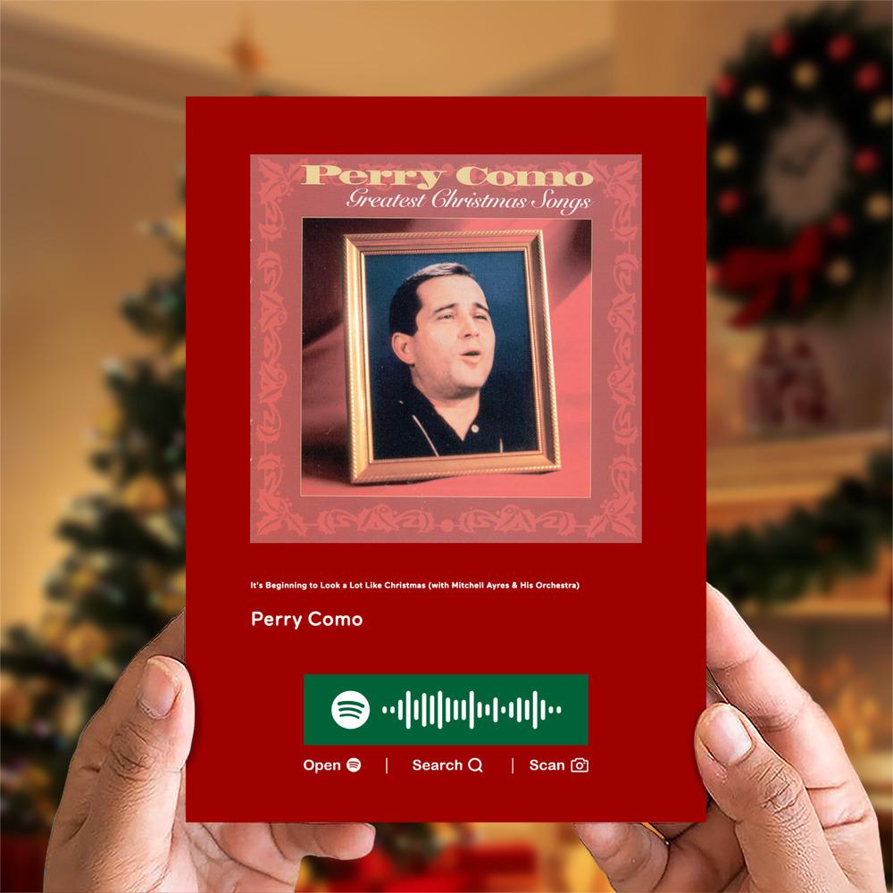 It's Beginning to Look a Lot Like Christmas (with Mitchell Ayres & His Orchestra) Spotify Code Music Greeting Card