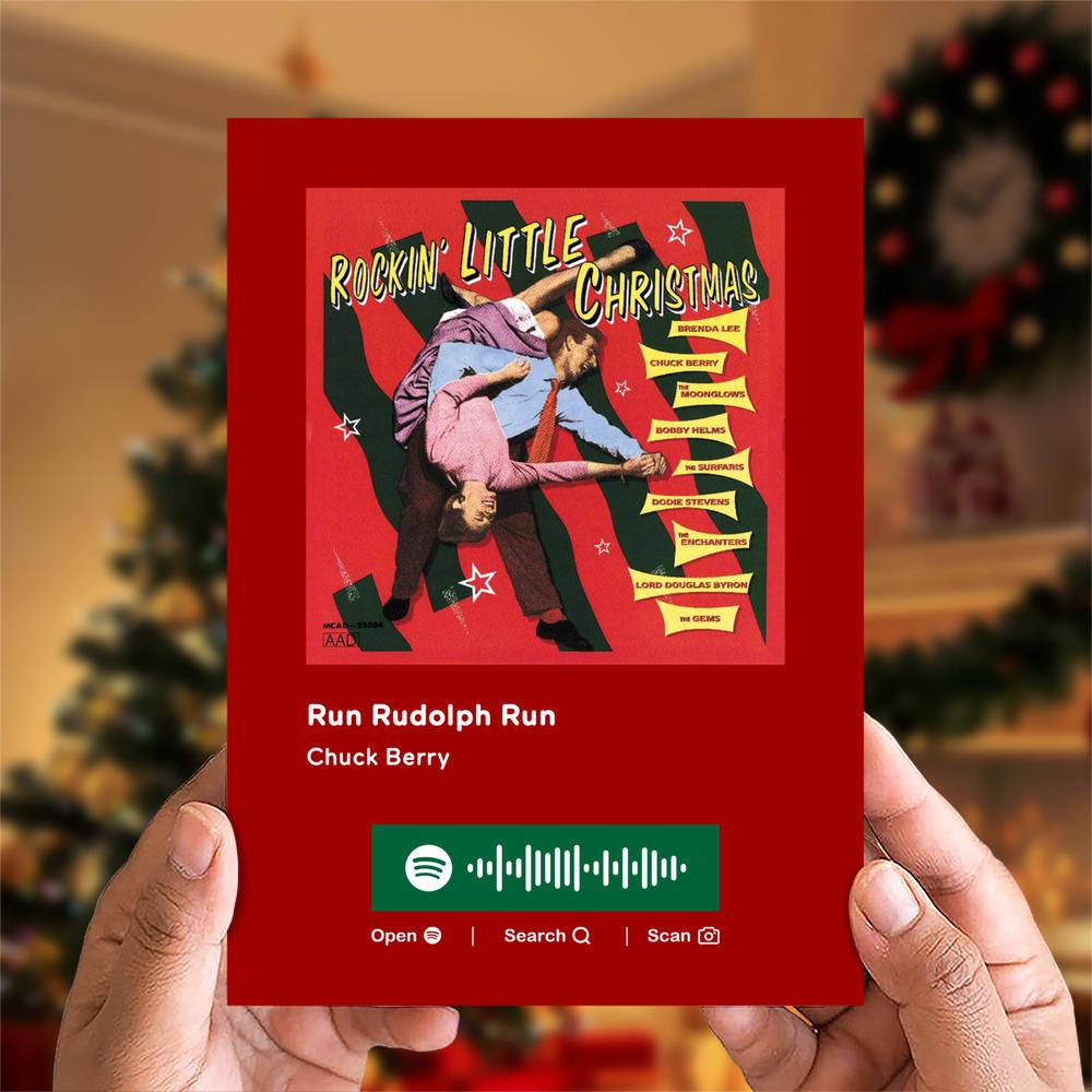 Run Rudolph Run Spotify Code Music Greeting Card