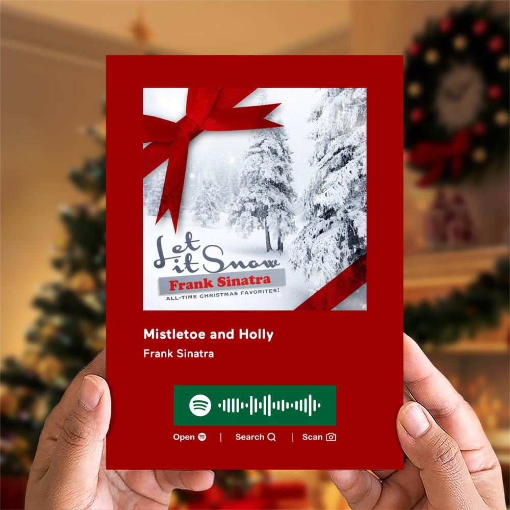 Mistletoe and Holly Spotify Code Music Greeting Card