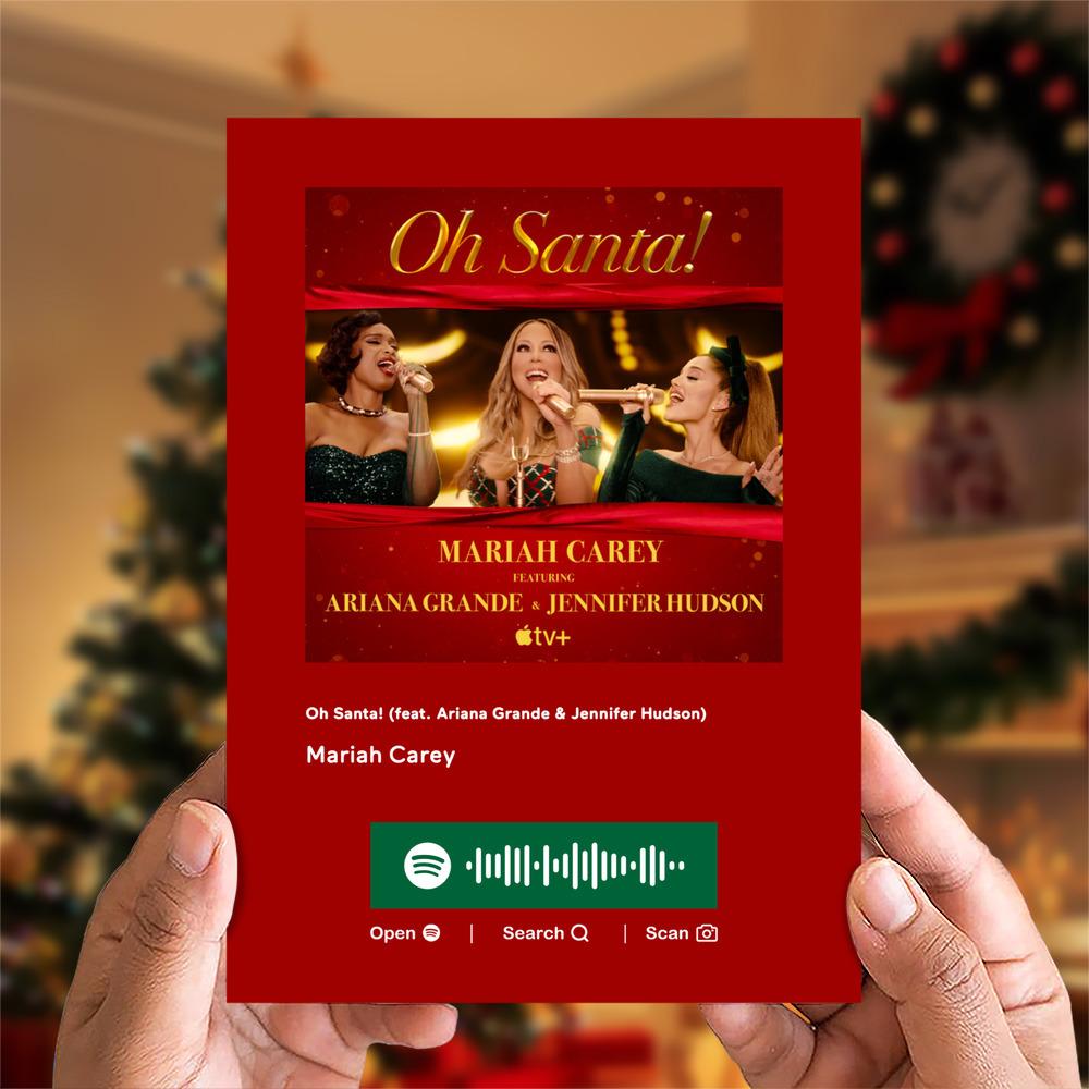 Oh Santa! (feat. Ariana Grande & Jennifer Hudson) Spotify Code Music Greeting Card