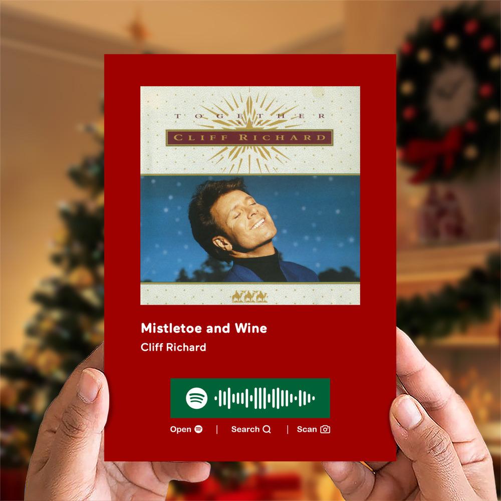 Mistletoe and Wine Spotify Code Music Greeting Card