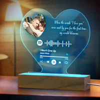 Custom Heart-Shaped Spotify Code Music Plaque Night Light Engraved Text Plaque