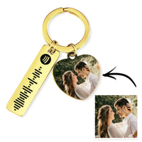 Personalized Spotify Keychain Custom Picture & Music Song Code Heart Couples Photo Keyring Gifts for Boyfriend