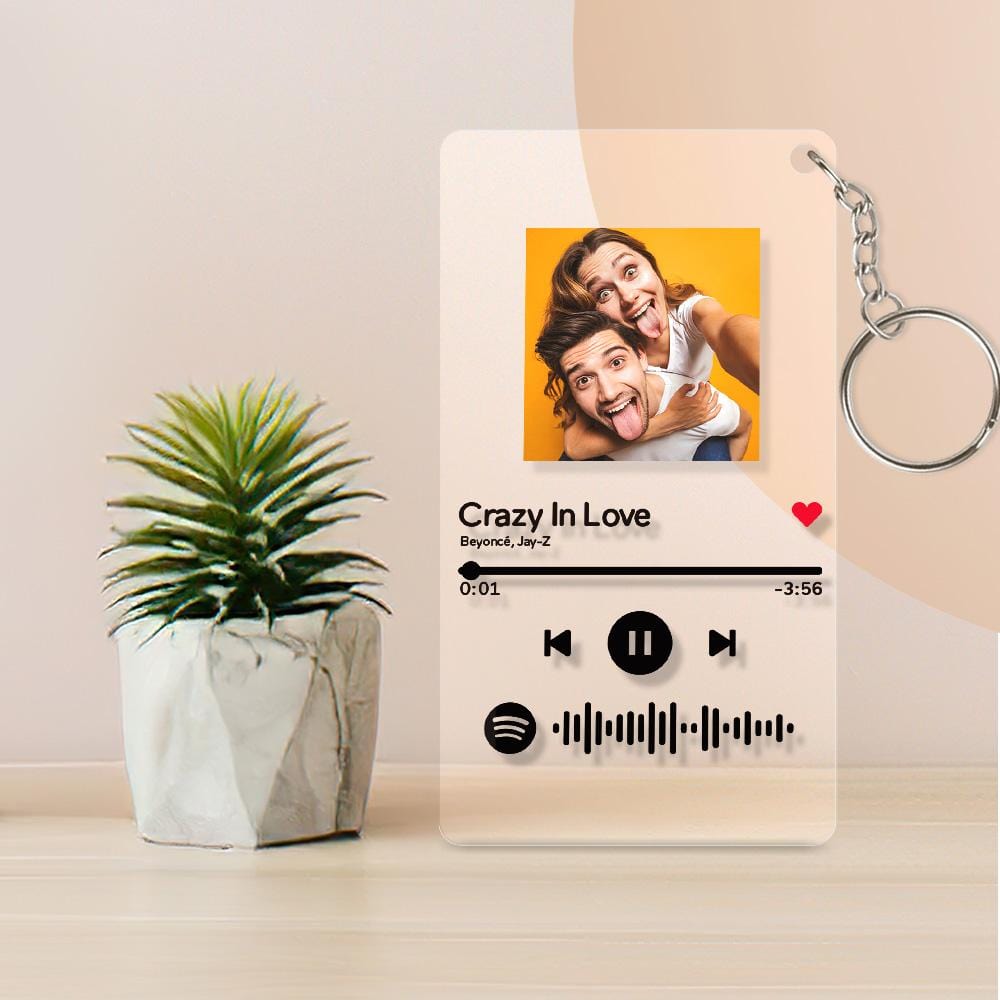 Custom Spotify Music Plaque Glass Art Spotify Picture Frame With Keychain Valentines Day Gifts